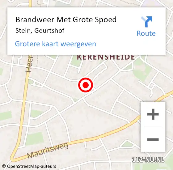 Locatie op kaart van de 112 melding: Brandweer Met Grote Spoed Naar Stein, Geurtshof op 11 juli 2022 04:38