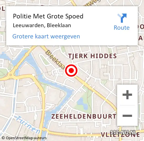 Locatie op kaart van de 112 melding: Politie Met Grote Spoed Naar Leeuwarden, Bleeklaan op 11 juli 2022 05:00