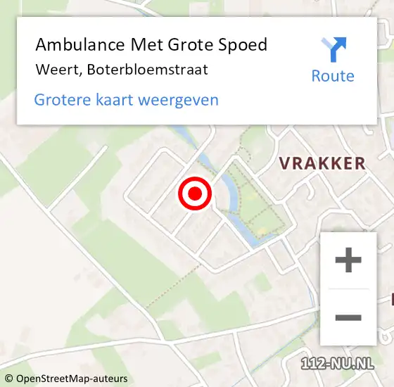 Locatie op kaart van de 112 melding: Ambulance Met Grote Spoed Naar Weert, Boterbloemstraat op 11 juli 2022 05:17