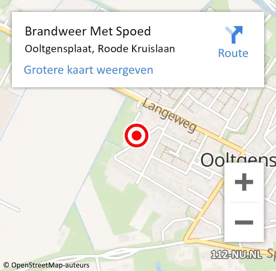 Locatie op kaart van de 112 melding: Brandweer Met Spoed Naar Ooltgensplaat, Roode Kruislaan op 11 juli 2022 05:25