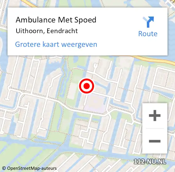 Locatie op kaart van de 112 melding: Ambulance Met Spoed Naar Uithoorn, Eendracht op 11 juli 2022 06:22