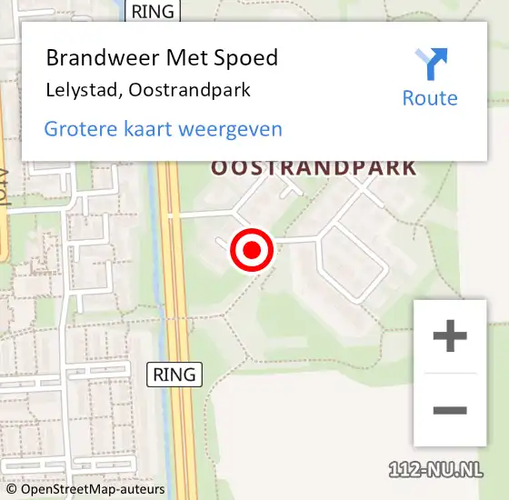 Locatie op kaart van de 112 melding: Brandweer Met Spoed Naar Lelystad, Oostrandpark op 11 juli 2022 06:28