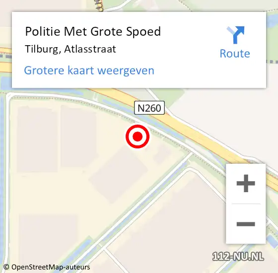 Locatie op kaart van de 112 melding: Politie Met Grote Spoed Naar Tilburg, Atlasstraat op 11 juli 2022 06:39