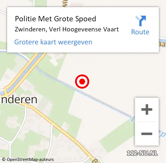 Locatie op kaart van de 112 melding: Politie Met Grote Spoed Naar Zwinderen, Verl Hoogeveense Vaart op 11 juli 2022 06:53