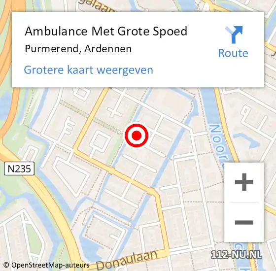 Locatie op kaart van de 112 melding: Ambulance Met Grote Spoed Naar Purmerend, Ardennen op 11 juli 2022 06:58