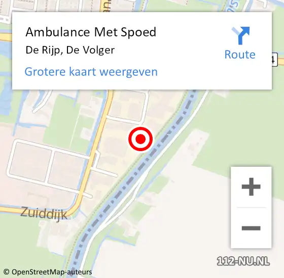 Locatie op kaart van de 112 melding: Ambulance Met Spoed Naar De Rijp, De Volger op 11 juli 2022 07:07