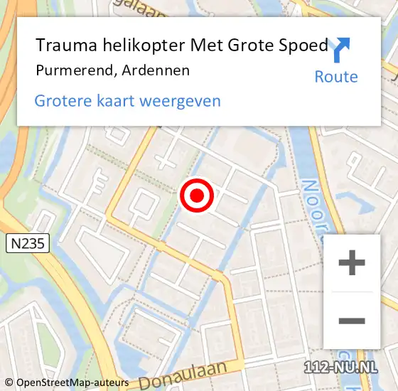 Locatie op kaart van de 112 melding: Trauma helikopter Met Grote Spoed Naar Purmerend, Ardennen op 11 juli 2022 07:11