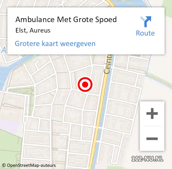 Locatie op kaart van de 112 melding: Ambulance Met Grote Spoed Naar Elst, Aureus op 11 juli 2022 07:17