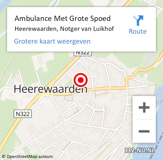 Locatie op kaart van de 112 melding: Ambulance Met Grote Spoed Naar Heerewaarden, Notger van Luikhof op 11 juli 2022 08:10