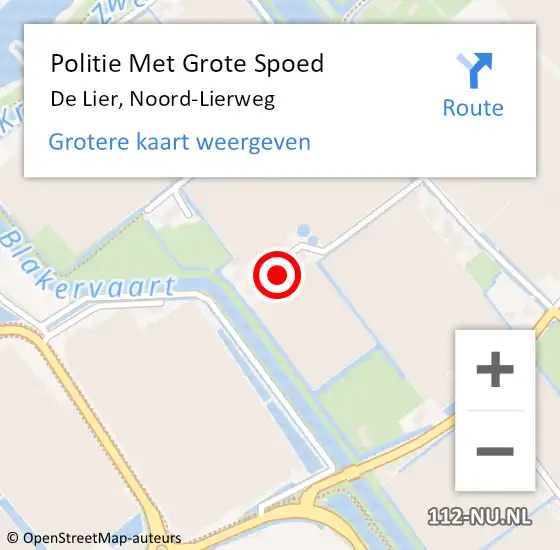 Locatie op kaart van de 112 melding: Politie Met Grote Spoed Naar De Lier, Noord-Lierweg op 11 juli 2022 08:11