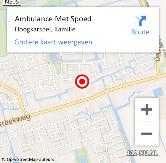 Locatie op kaart van de 112 melding: Ambulance Met Spoed Naar Hoogkarspel, Kamille op 11 juli 2022 08:11