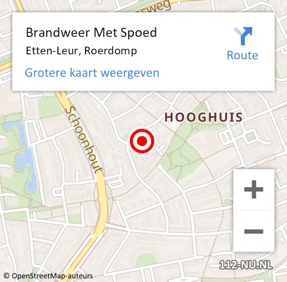 Locatie op kaart van de 112 melding: Brandweer Met Spoed Naar Etten-Leur, Roerdomp op 11 juli 2022 08:46