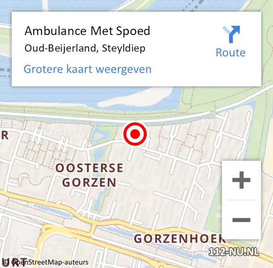 Locatie op kaart van de 112 melding: Ambulance Met Spoed Naar Oud-Beijerland, Steyldiep op 11 juli 2022 09:11