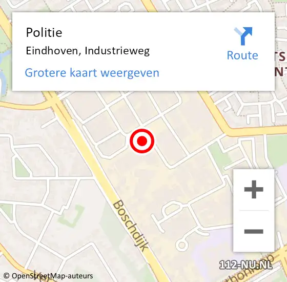 Locatie op kaart van de 112 melding: Politie Eindhoven, Industrieweg op 11 juli 2022 09:18