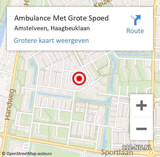 Locatie op kaart van de 112 melding: Ambulance Met Grote Spoed Naar Amstelveen, Haagbeuklaan op 11 juli 2022 09:36