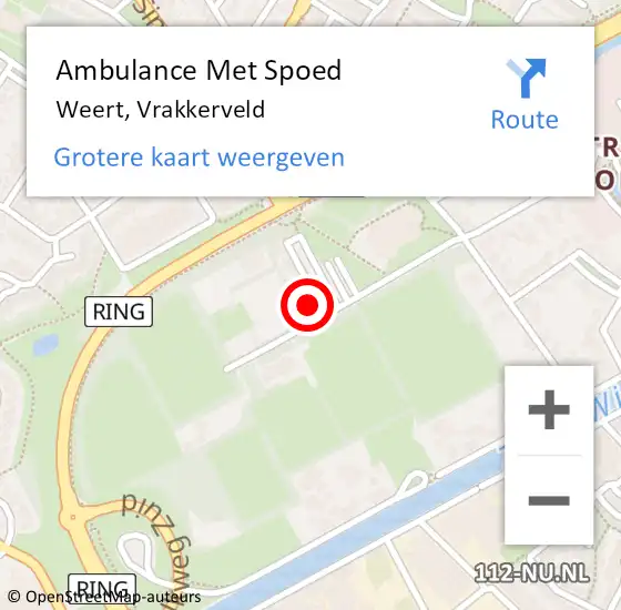 Locatie op kaart van de 112 melding: Ambulance Met Spoed Naar Weert, Vrakkerveld op 11 juli 2022 09:56