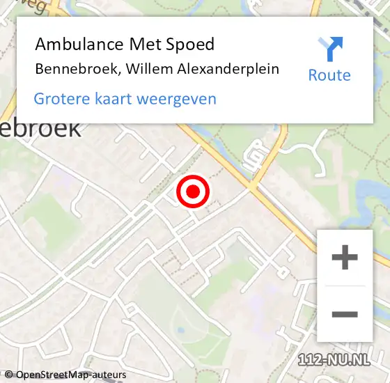 Locatie op kaart van de 112 melding: Ambulance Met Spoed Naar Bennebroek, Willem Alexanderplein op 11 juli 2022 10:09