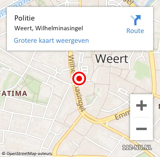 Locatie op kaart van de 112 melding: Politie Weert, Wilhelminasingel op 11 juli 2022 10:29