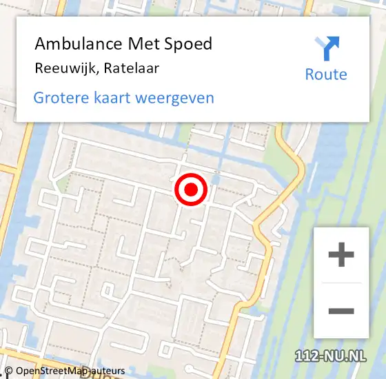 Locatie op kaart van de 112 melding: Ambulance Met Spoed Naar Reeuwijk, Ratelaar op 11 juli 2022 10:30