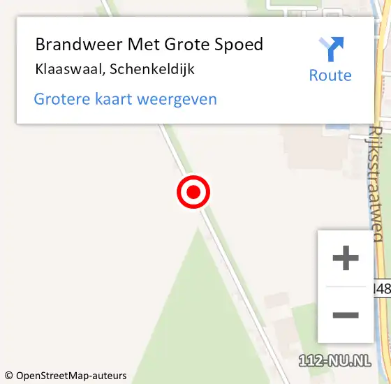 Locatie op kaart van de 112 melding: Brandweer Met Grote Spoed Naar Klaaswaal, Schenkeldijk op 11 juli 2022 10:32