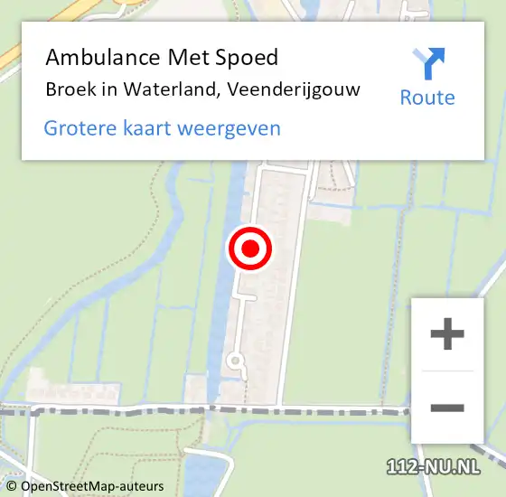 Locatie op kaart van de 112 melding: Ambulance Met Spoed Naar Broek in Waterland, Veenderijgouw op 11 juli 2022 10:40