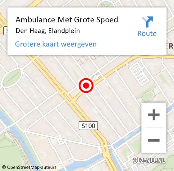 Locatie op kaart van de 112 melding: Ambulance Met Grote Spoed Naar Den Haag, Elandplein op 11 juli 2022 10:48