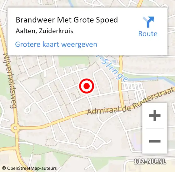 Locatie op kaart van de 112 melding: Brandweer Met Grote Spoed Naar Aalten, Zuiderkruis op 11 juli 2022 11:04