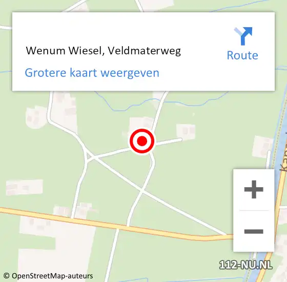 Locatie op kaart van de 112 melding:  Wenum Wiesel, Veldmaterweg op 22 juli 2014 21:37