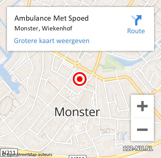 Locatie op kaart van de 112 melding: Ambulance Met Spoed Naar Monster, Wiekenhof op 11 juli 2022 11:24