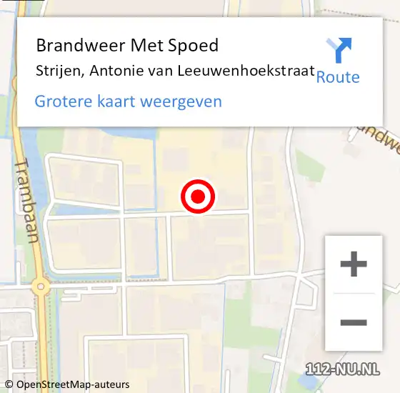 Locatie op kaart van de 112 melding: Brandweer Met Spoed Naar Strijen, Antonie van Leeuwenhoekstraat op 11 juli 2022 11:32