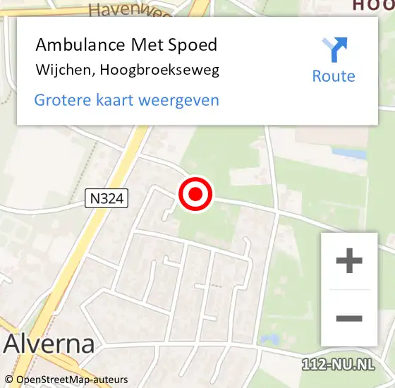 Locatie op kaart van de 112 melding: Ambulance Met Spoed Naar Wijchen, Hoogbroekseweg op 11 juli 2022 11:33