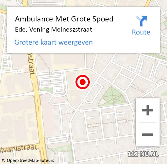 Locatie op kaart van de 112 melding: Ambulance Met Grote Spoed Naar Ede, Vening Meineszstraat op 11 juli 2022 11:47