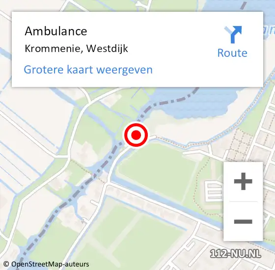 Locatie op kaart van de 112 melding: Ambulance Krommenie, Westdijk op 11 juli 2022 11:51