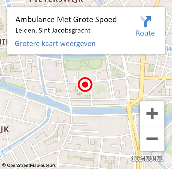 Locatie op kaart van de 112 melding: Ambulance Met Grote Spoed Naar Leiden, Sint Jacobsgracht op 11 juli 2022 12:03