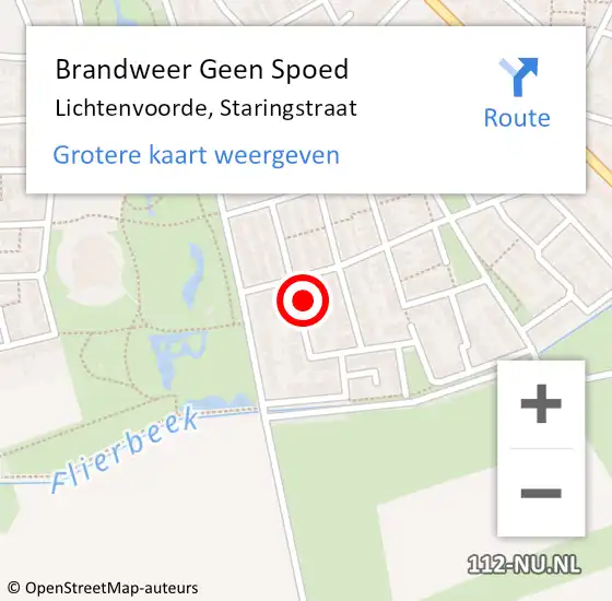 Locatie op kaart van de 112 melding: Brandweer Geen Spoed Naar Lichtenvoorde, Staringstraat op 11 juli 2022 12:12