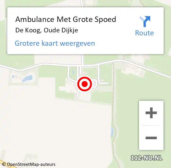 Locatie op kaart van de 112 melding: Ambulance Met Grote Spoed Naar De Koog, Oude Dijkje op 11 juli 2022 12:19