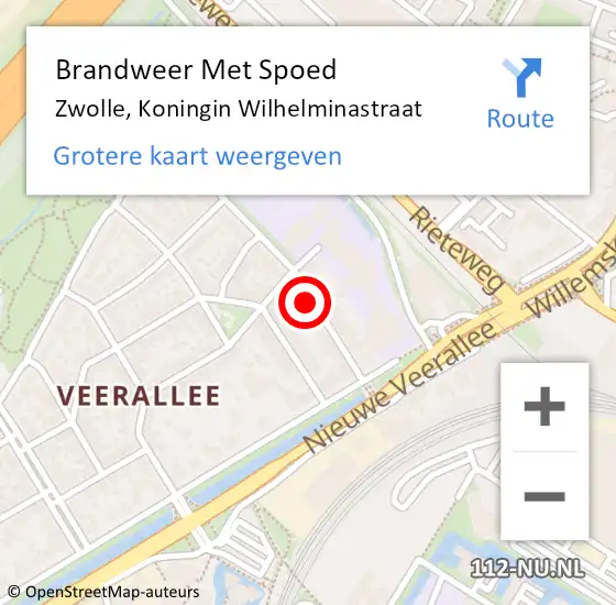 Locatie op kaart van de 112 melding: Brandweer Met Spoed Naar Zwolle, Koningin Wilhelminastraat op 11 juli 2022 12:19