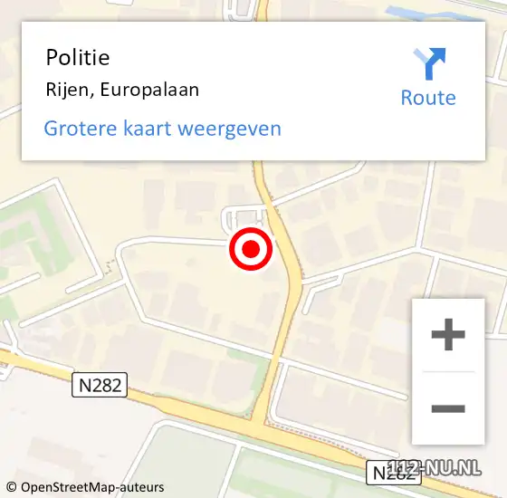 Locatie op kaart van de 112 melding: Politie Rijen, Europalaan op 11 juli 2022 12:31