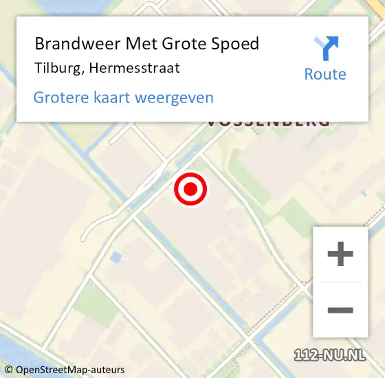 Locatie op kaart van de 112 melding: Brandweer Met Grote Spoed Naar Tilburg, Hermesstraat op 11 juli 2022 12:46