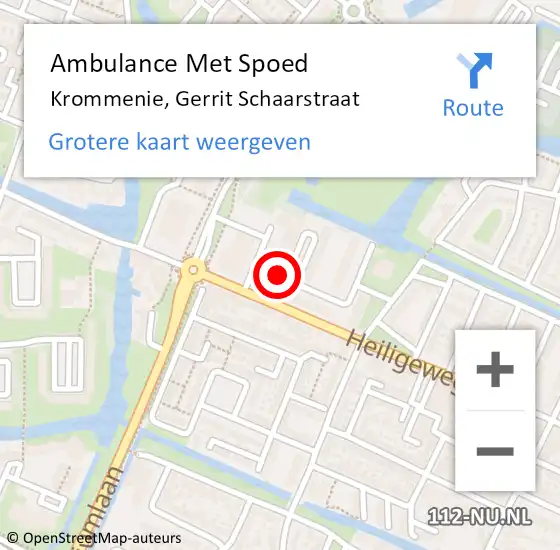 Locatie op kaart van de 112 melding: Ambulance Met Spoed Naar Krommenie, Gerrit Schaarstraat op 11 juli 2022 12:47