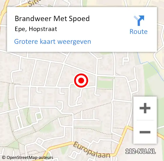 Locatie op kaart van de 112 melding: Brandweer Met Spoed Naar Epe, Hopstraat op 11 juli 2022 12:50