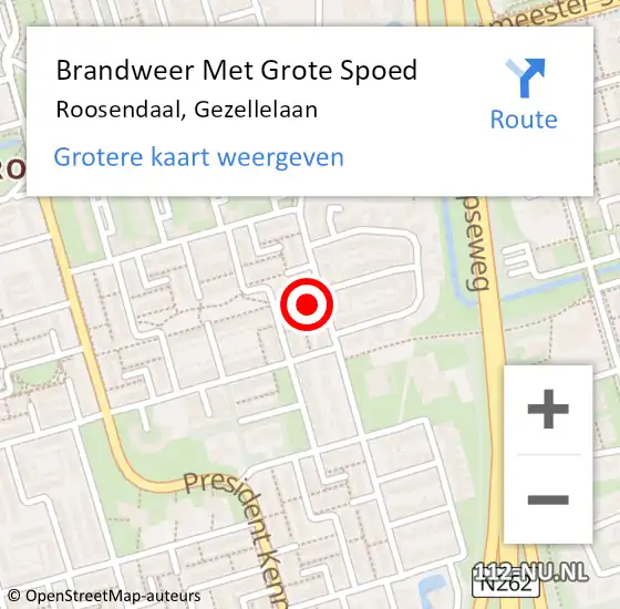 Locatie op kaart van de 112 melding: Brandweer Met Grote Spoed Naar Roosendaal, Gezellelaan op 11 juli 2022 13:18