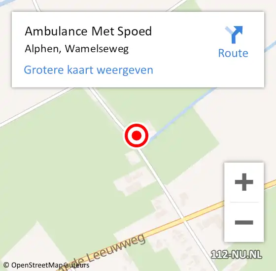 Locatie op kaart van de 112 melding: Ambulance Met Spoed Naar Alphen, Wamelseweg op 11 juli 2022 13:26