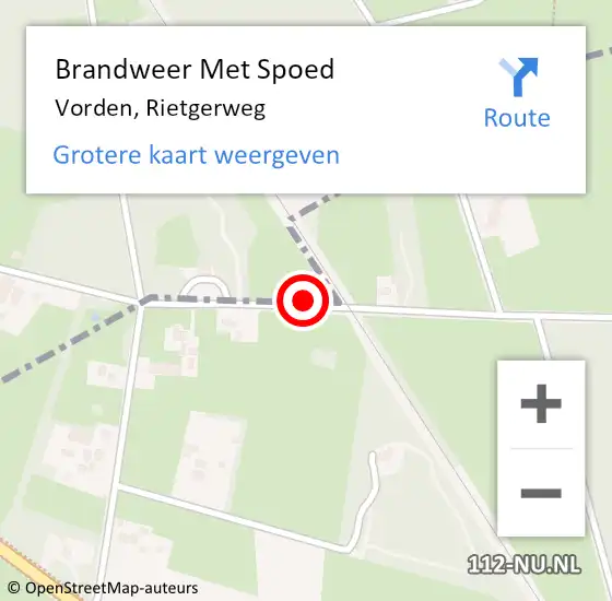 Locatie op kaart van de 112 melding: Brandweer Met Spoed Naar Vorden, Rietgerweg op 22 juli 2014 21:51