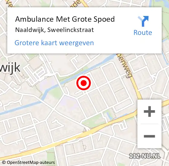 Locatie op kaart van de 112 melding: Ambulance Met Grote Spoed Naar Naaldwijk, Sweelinckstraat op 11 juli 2022 13:36