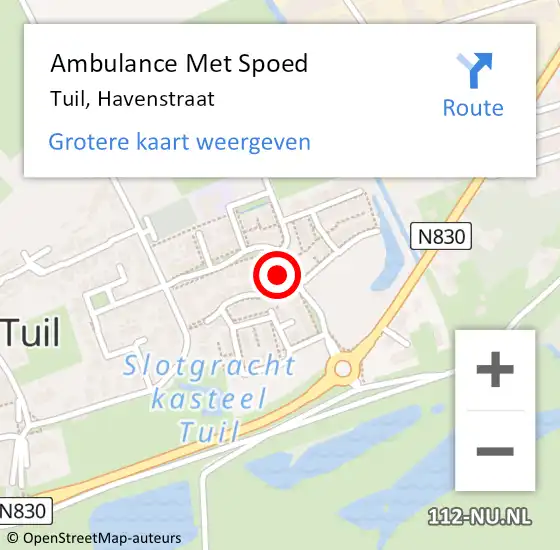 Locatie op kaart van de 112 melding: Ambulance Met Spoed Naar Tuil, Havenstraat op 11 juli 2022 13:41