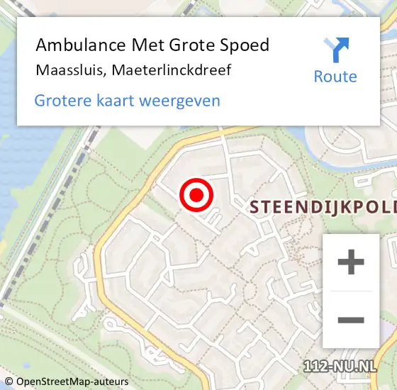 Locatie op kaart van de 112 melding: Ambulance Met Grote Spoed Naar Maassluis, Maeterlinckdreef op 11 juli 2022 13:50