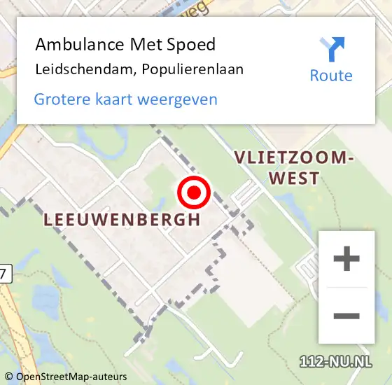 Locatie op kaart van de 112 melding: Ambulance Met Spoed Naar Leidschendam, Populierenlaan op 11 juli 2022 14:05