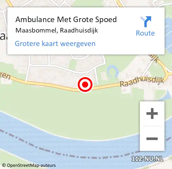 Locatie op kaart van de 112 melding: Ambulance Met Grote Spoed Naar Maasbommel, Raadhuisdijk op 11 juli 2022 14:16