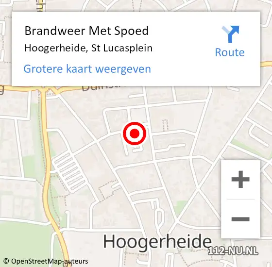 Locatie op kaart van de 112 melding: Brandweer Met Spoed Naar Hoogerheide, St Lucasplein op 11 juli 2022 14:27